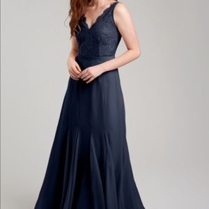 Weddington Way “Mila” Navy chiffon & lace dress